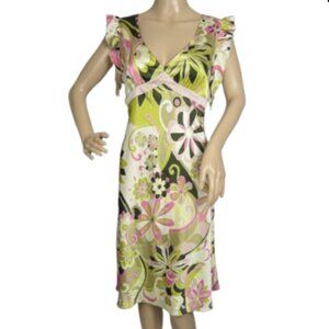 Miss K Lightweight Floral Dress with Tie-up Sleeves